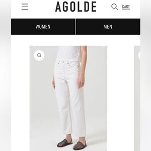 AGOLDE high rise crop jeans - Color: cream, Size: 26